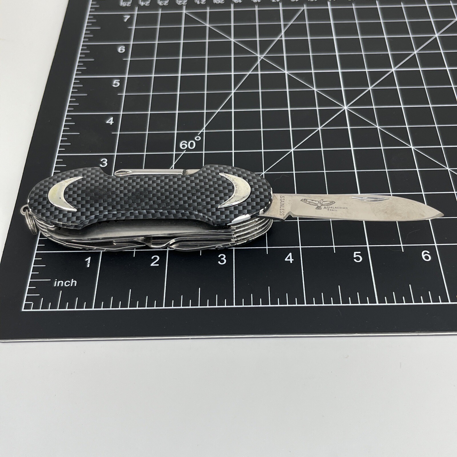 Appalachian Trail Gray Carbon Fiber Pattern Swiss Knife Multi Tool -10 Tools