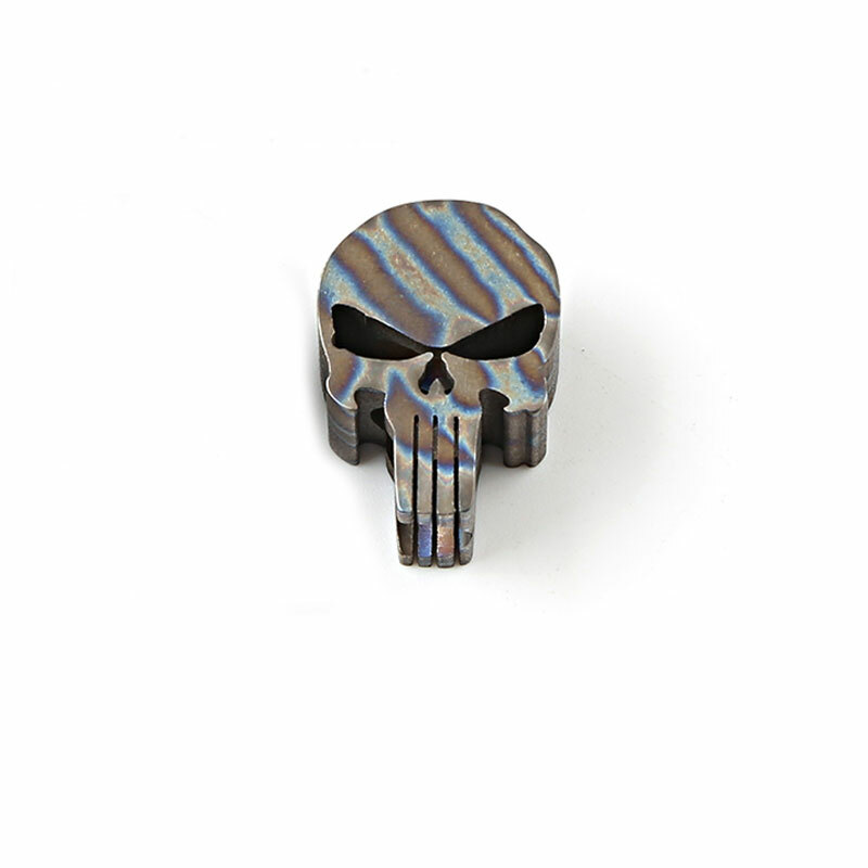 Flame TC4 Titanium Punisher Skull Parachute Cord Lanyard Bead Pendant DZ-01F EDC