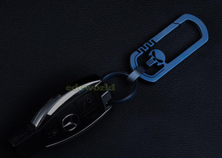 Outdoor EDC CNC Titanium TC4 Skull Key Carabiner w/ Key Ring Fast Hanging Tool