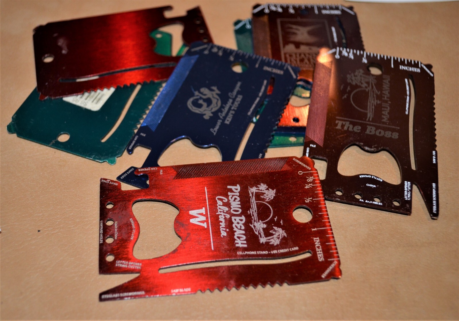 Wallet Size Multi Survival Tool Metal Thin Small Painted Colors Hunting Camping