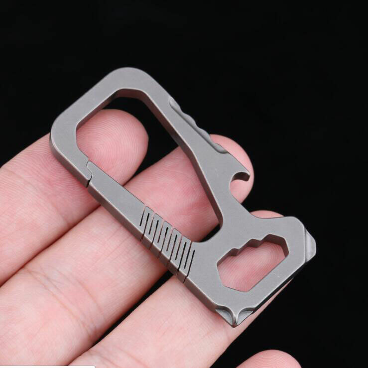 Outdoor Titanium TC4 Key Chain Carabiner Bottle Opener Portable Multi EDC Tool