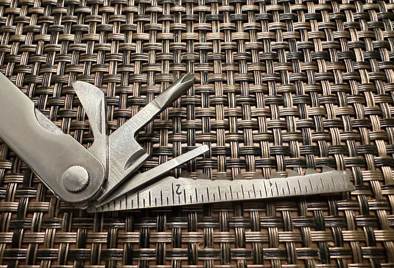 Vintage Stainless Steel Multi-Tool Pocket Knife with Case Made In China EUC!