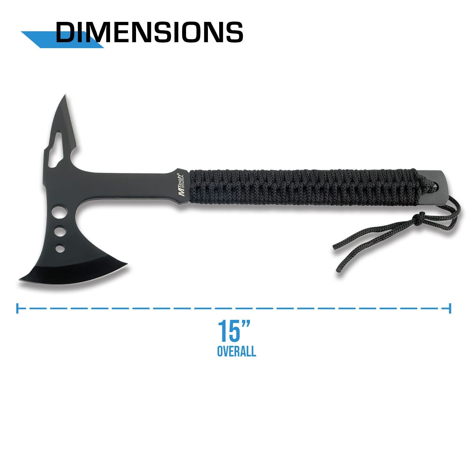 MTech USA– Axe – Black Fine Edge Stainless Steel Blade, Full 15-Inch,