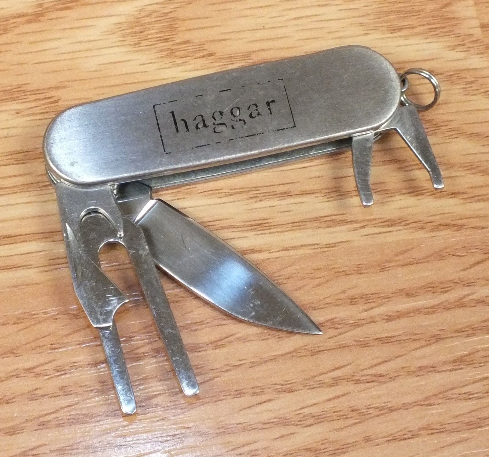 Genuine Haggar Small Silver Tone 2 1/2″ (inch) Multi Tool Pocket Knife Only