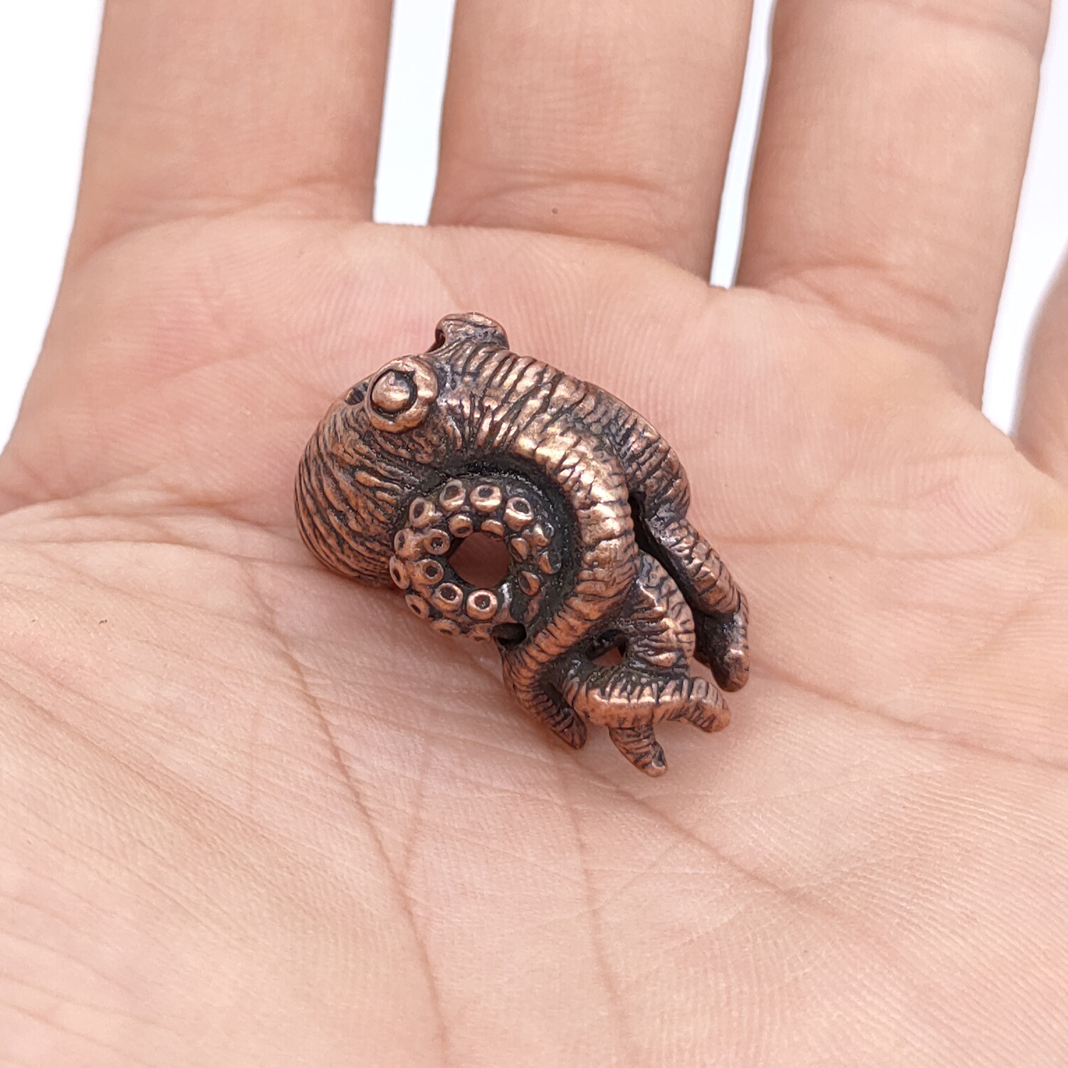 Red Copper Octopus Folding Knife Bead Cool DIY Umbrella Rope Tool Knife Pendant