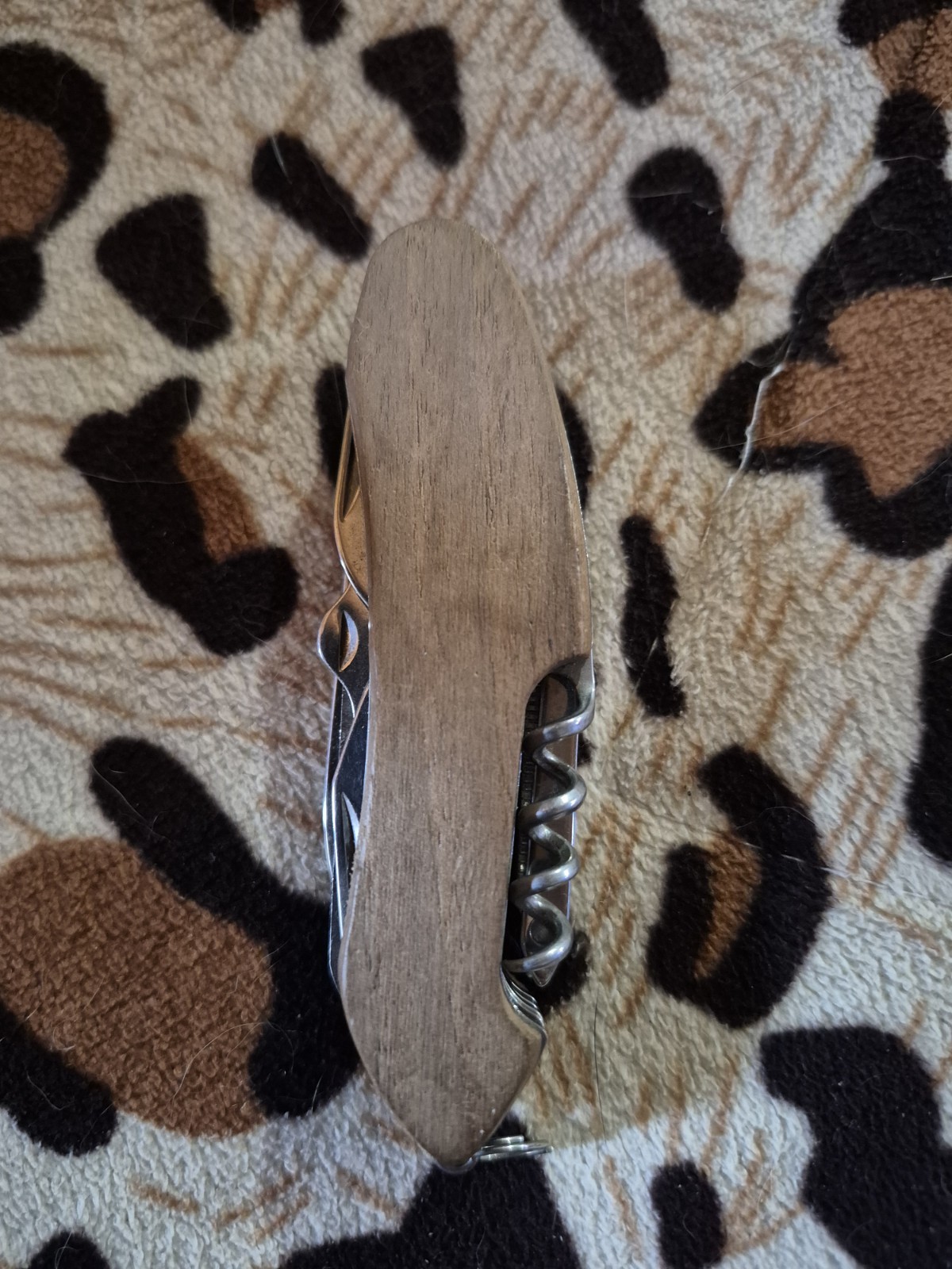 Wood Handle Multi-Tool Knife, Scissors, Corkscrew, Stainless Steel