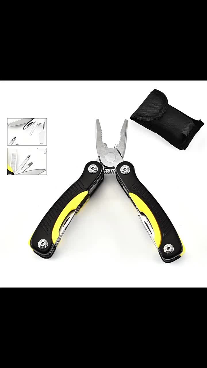 Outdoor Multifunctional Mini Tool Pliers Portable Folding Stainless Steel Black
