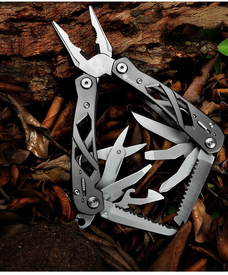 Folding Multitool Pliers with Blade Can Opener Screwdriver EDC Tool