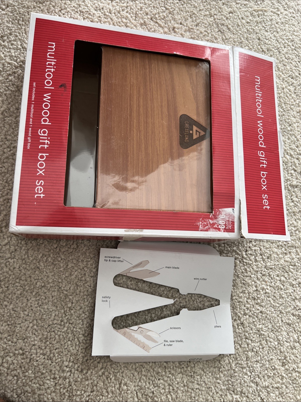 Multitool Knife w/ Pliers, Saw, Scissors – Red – Gift Box