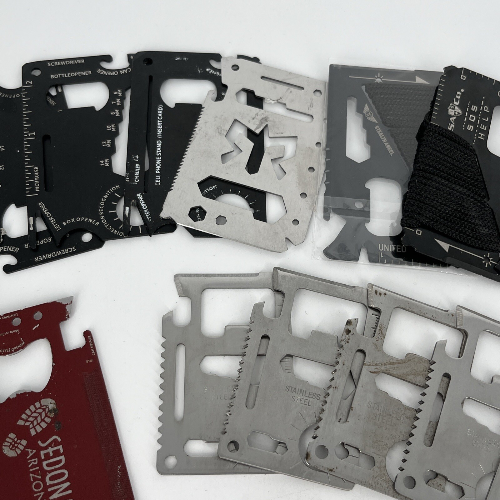 LOT OF 20 METAL WALLET/CREDIT CARD MUTI-TOOLS AND POCKET KNIFE SAFETY TOOLS