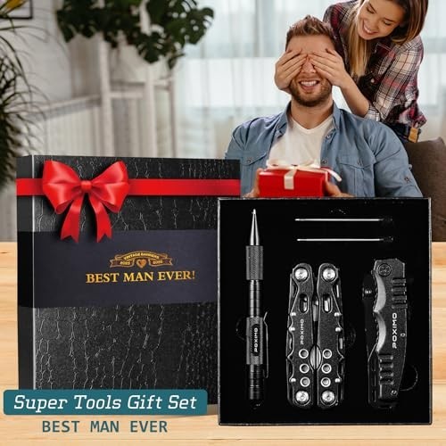 3-in-1 Multitool Gift Set for Men | 14-in-1 EDC Survival Kit, Pocket Knife & Tac
