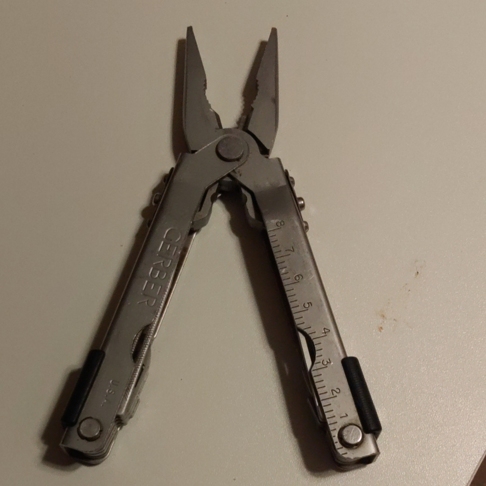 Gerber Multi-Tool Stainless Steel Silver Knife File Pliers Bottle Opener Ruler