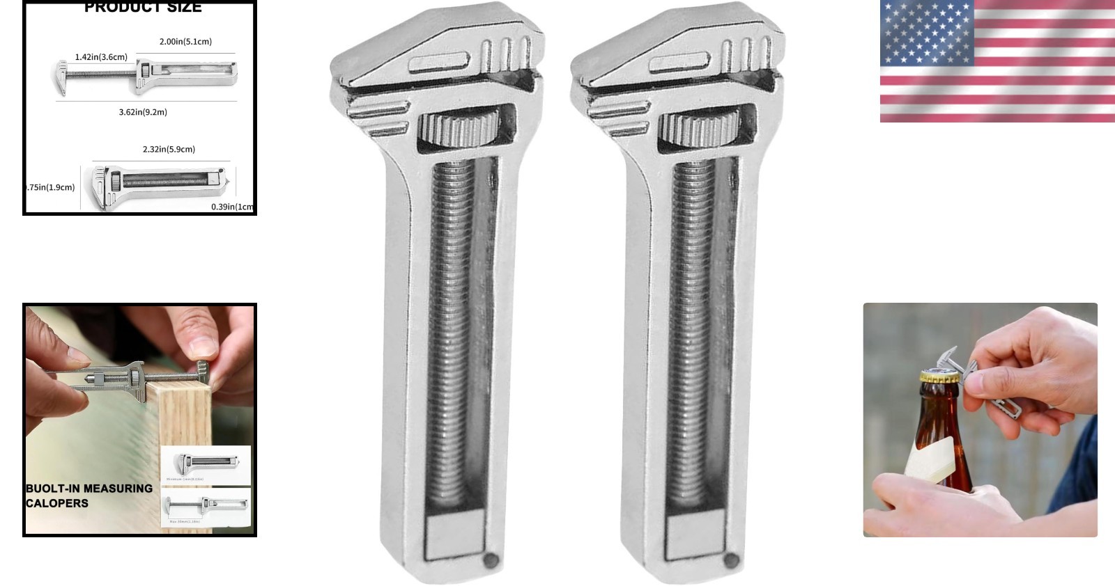 Durable Compact Titanium Multi-tool: Keychain Mini Wrench & Bottle Opener – 2pcs