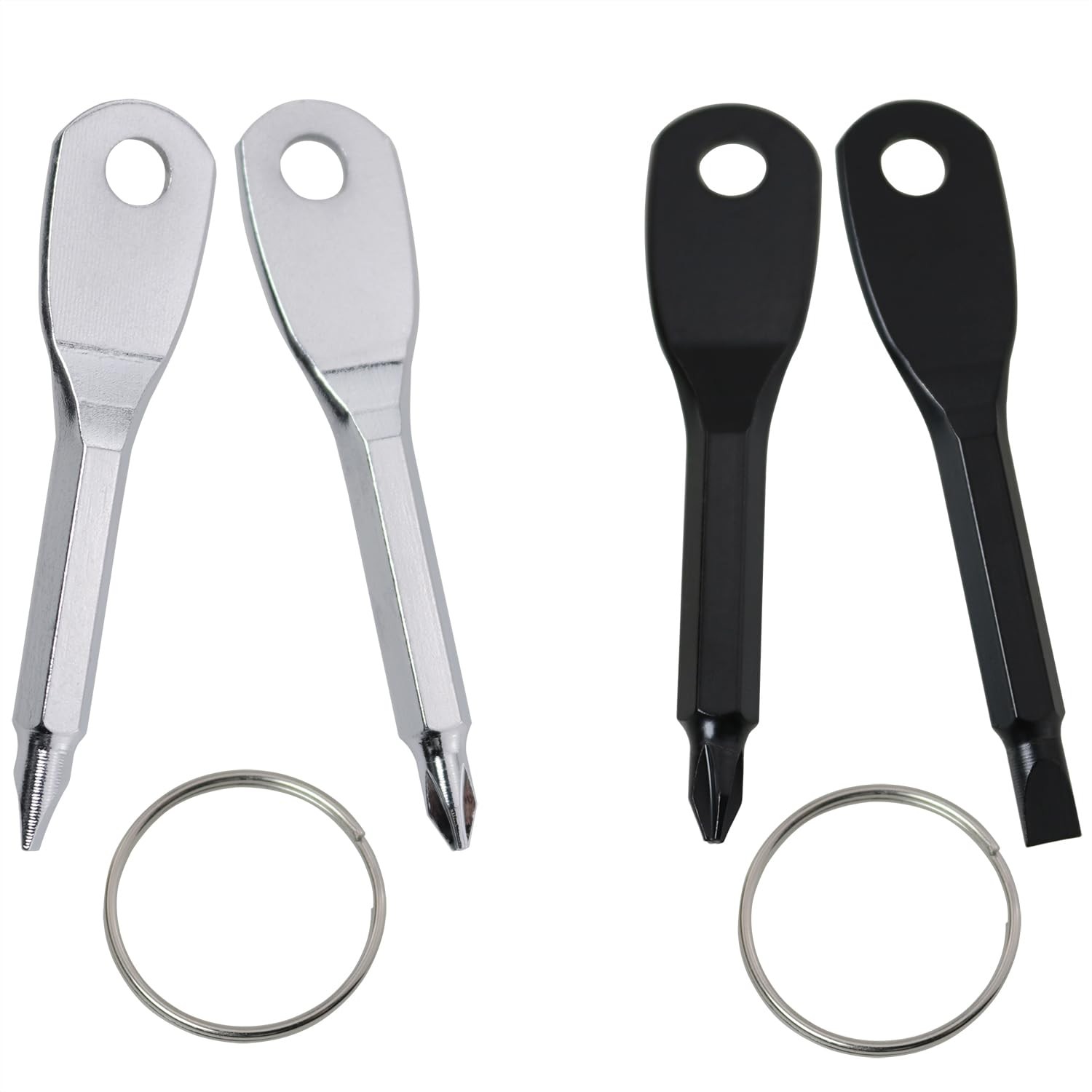 2Sets 4PCS Outdoor Portable Keychain Screwdriver Set Flathead Phillips Stainl…