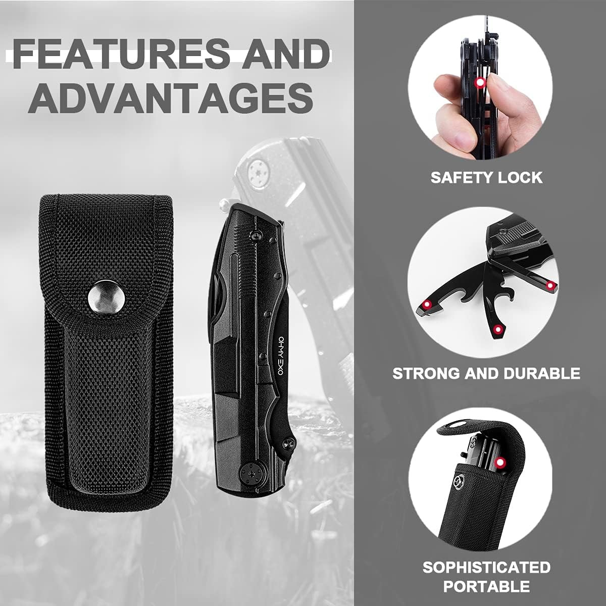Stainless Steel Multi Tool Pocket Folding Knife Portable Utility Multitool W/pli