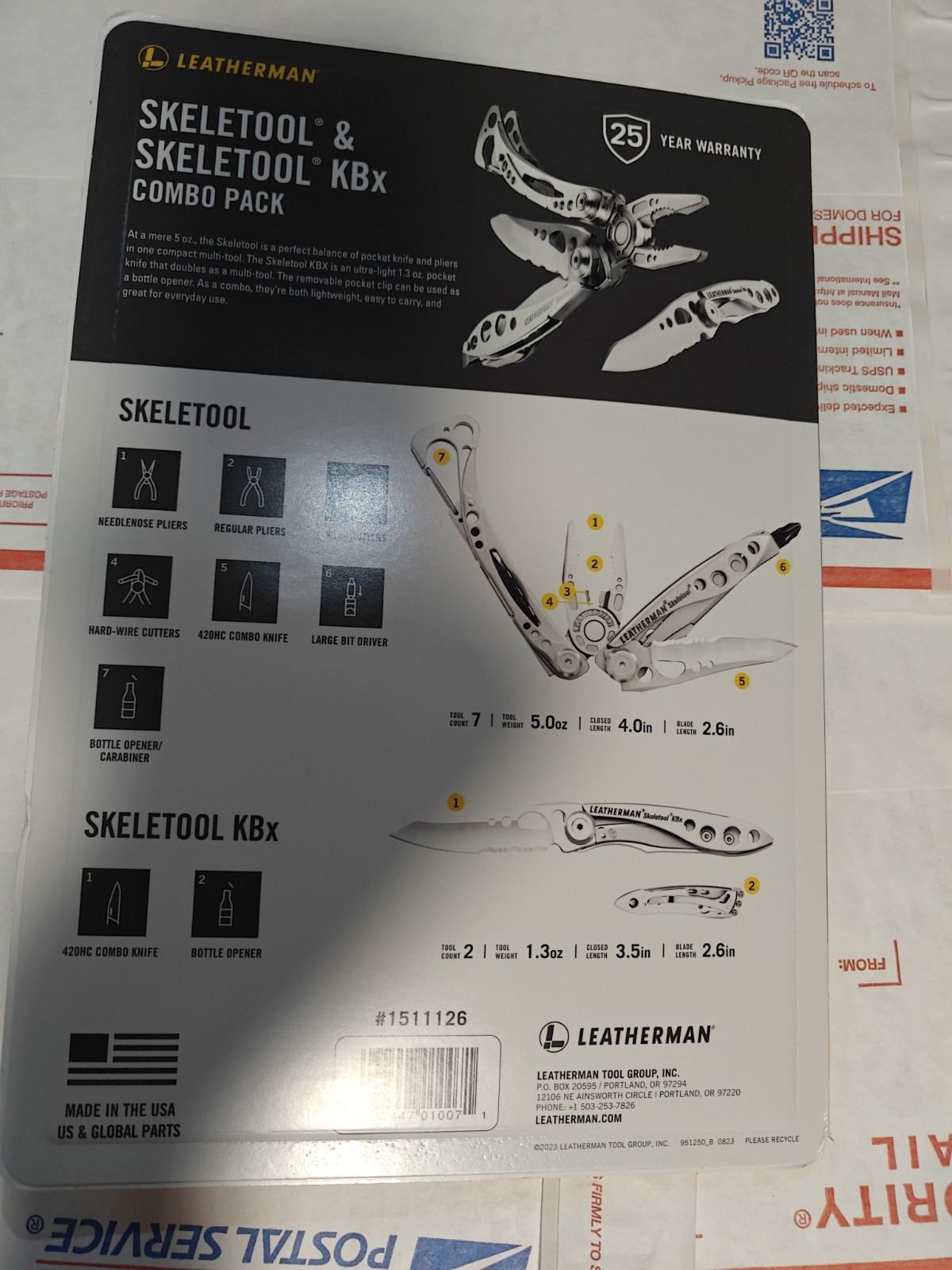 Leatherman Skeletool KBX Combo Pack 7-in-1 Multi-Tool with Knife New