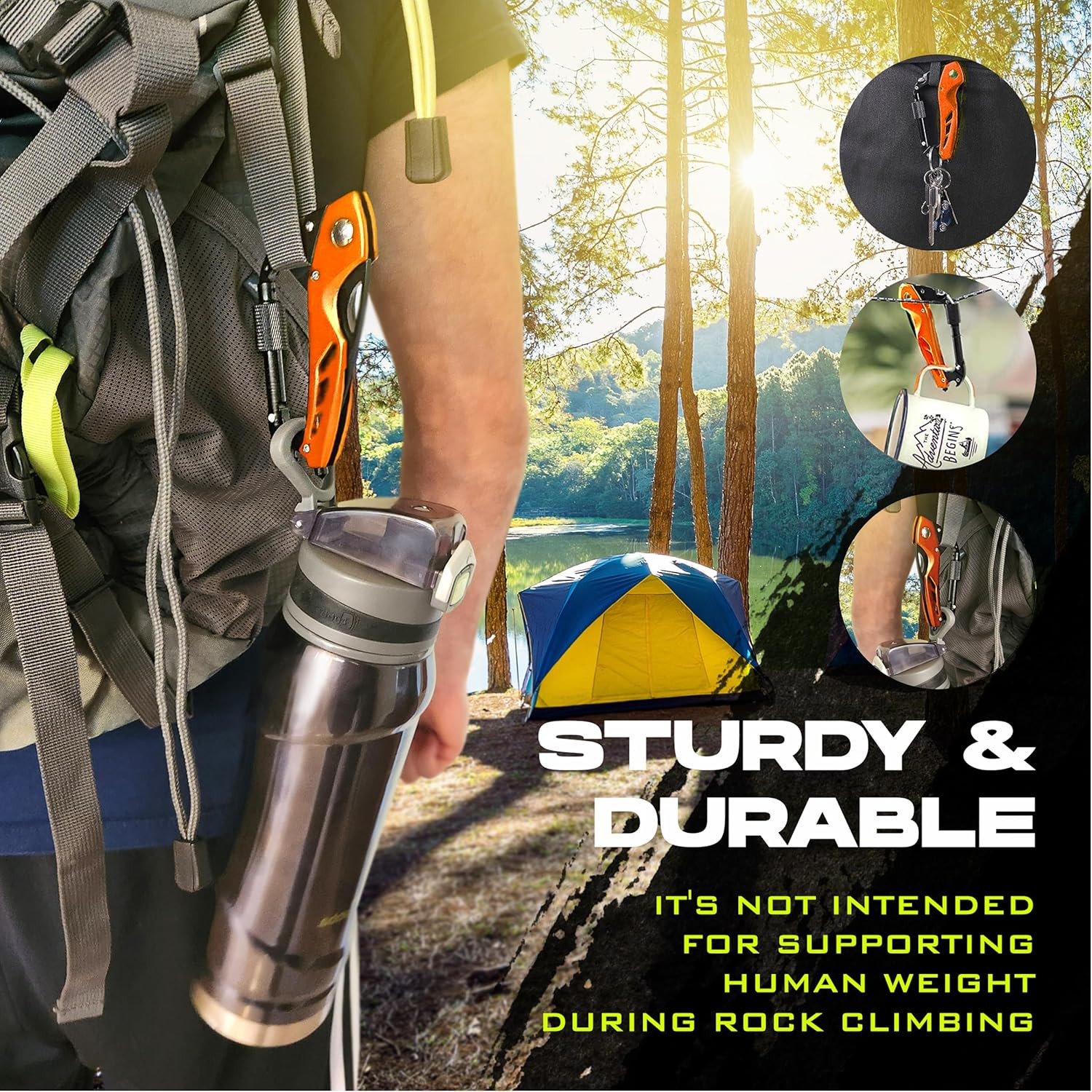 Outdoor Carabiner Multitool, Carabiner Knife, EDC Pocket Knife Survival Gear wit