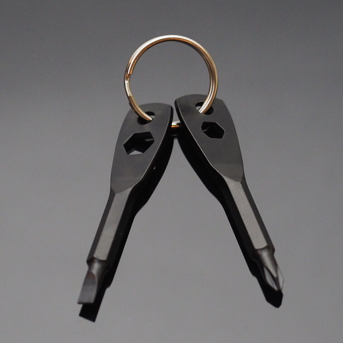 5pcs – Screwdriver Keychain Set EDC Pocket Tool Hex Nut Wrench Key Ring – Black