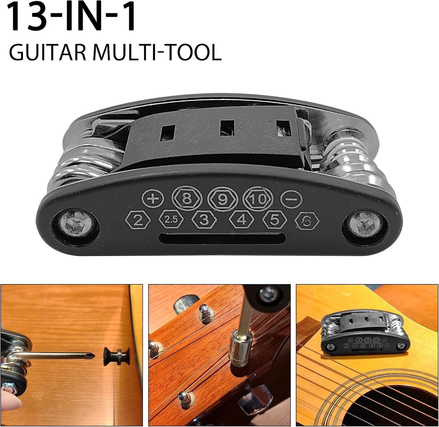 13-in-1 Guitar Multi-Tool, Portable Tool for Acoustic Guitar, Bass, Comes wit…