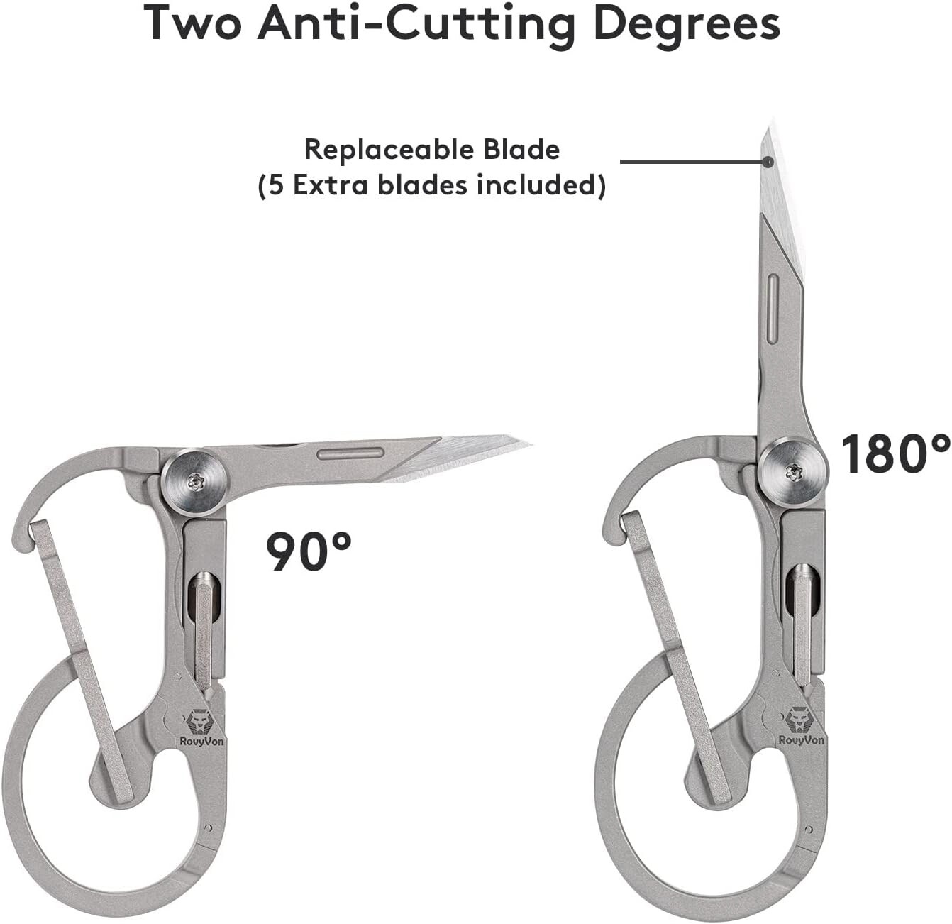 RovyVon U4 Pro+ Plus Titanium Carabiner Small Keychain Knife, PH0+SL3.5
