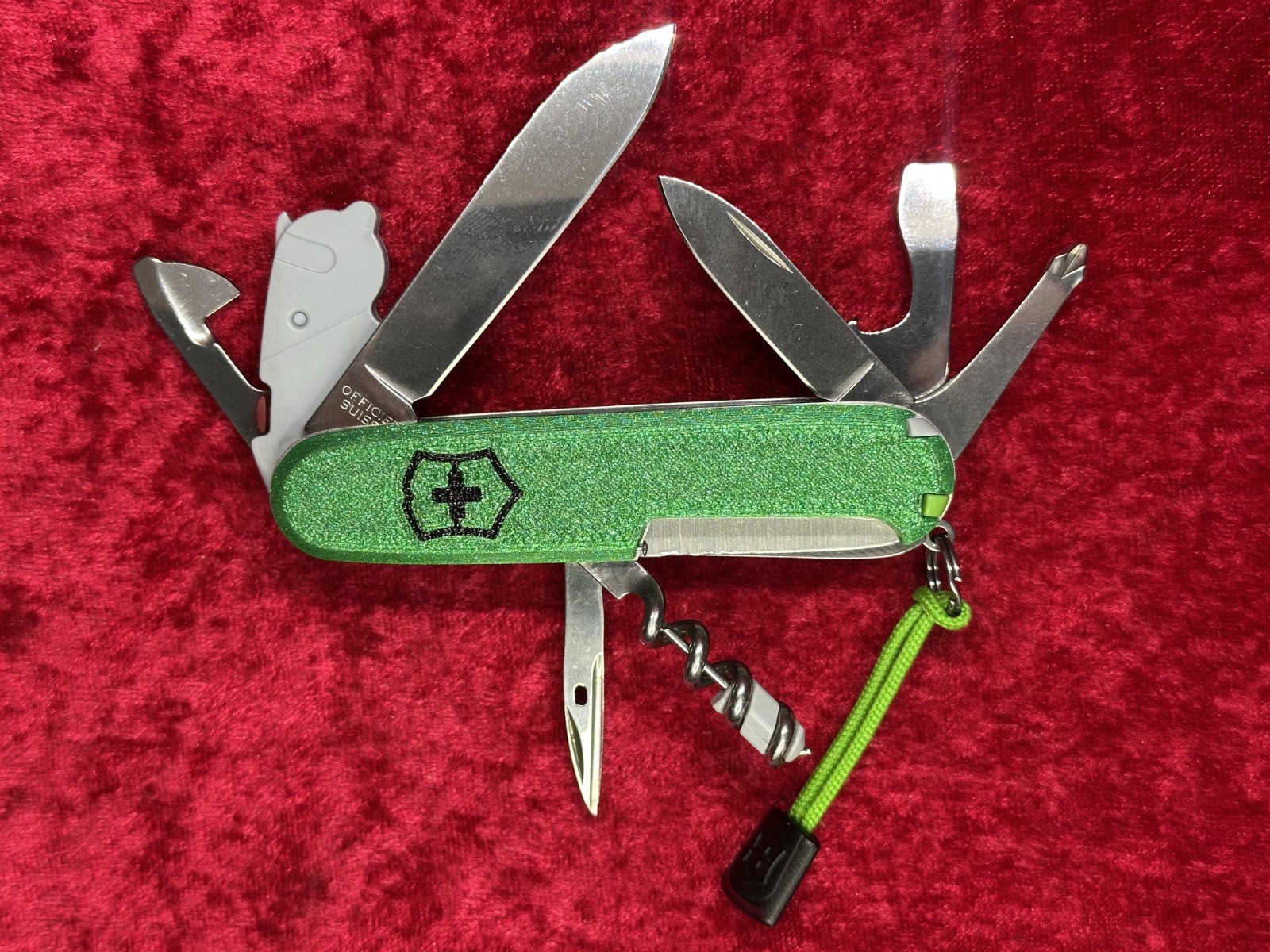 Victorinox Spartan Lite Green 3D Printed Scales Swiss Army Knife w/Sheath (664)