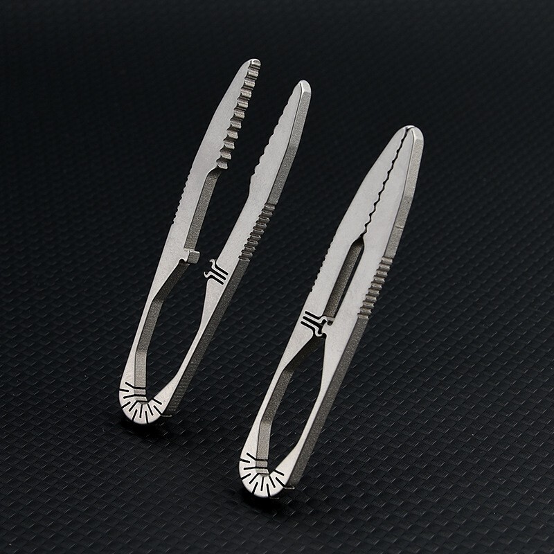 EDC Titanium Snap Tweezers Flat Head Clip Portable Outdoor Keychain Small Tool