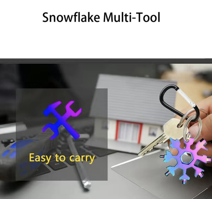 18 In 1 Snowflake Multi Tool Portable Stainless Tool Screwdriver Key Chain Color