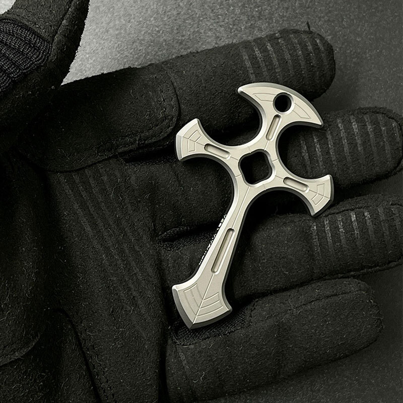 TC21 Titanium Alloy CNC Cross Necklace Pendant Bead Keychain Outdoor EDC Tools