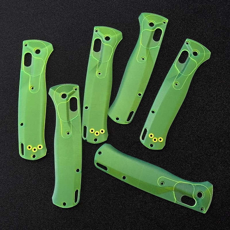 Transparent Acrylic Fluorescent Green Handle Scales for Benchmade Bugout 535