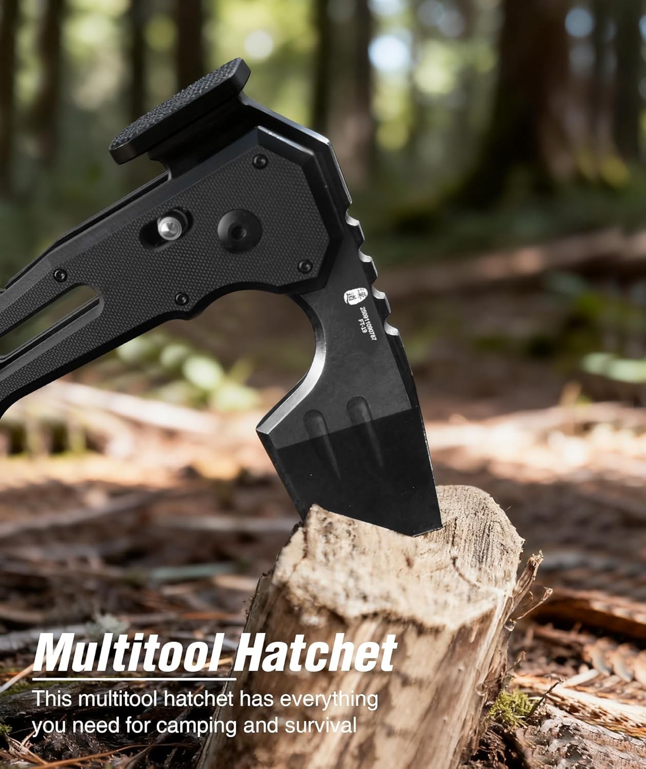 Folding Tactical Axe Survival Multitool DC53 Steel Blade W/ Black Titanium