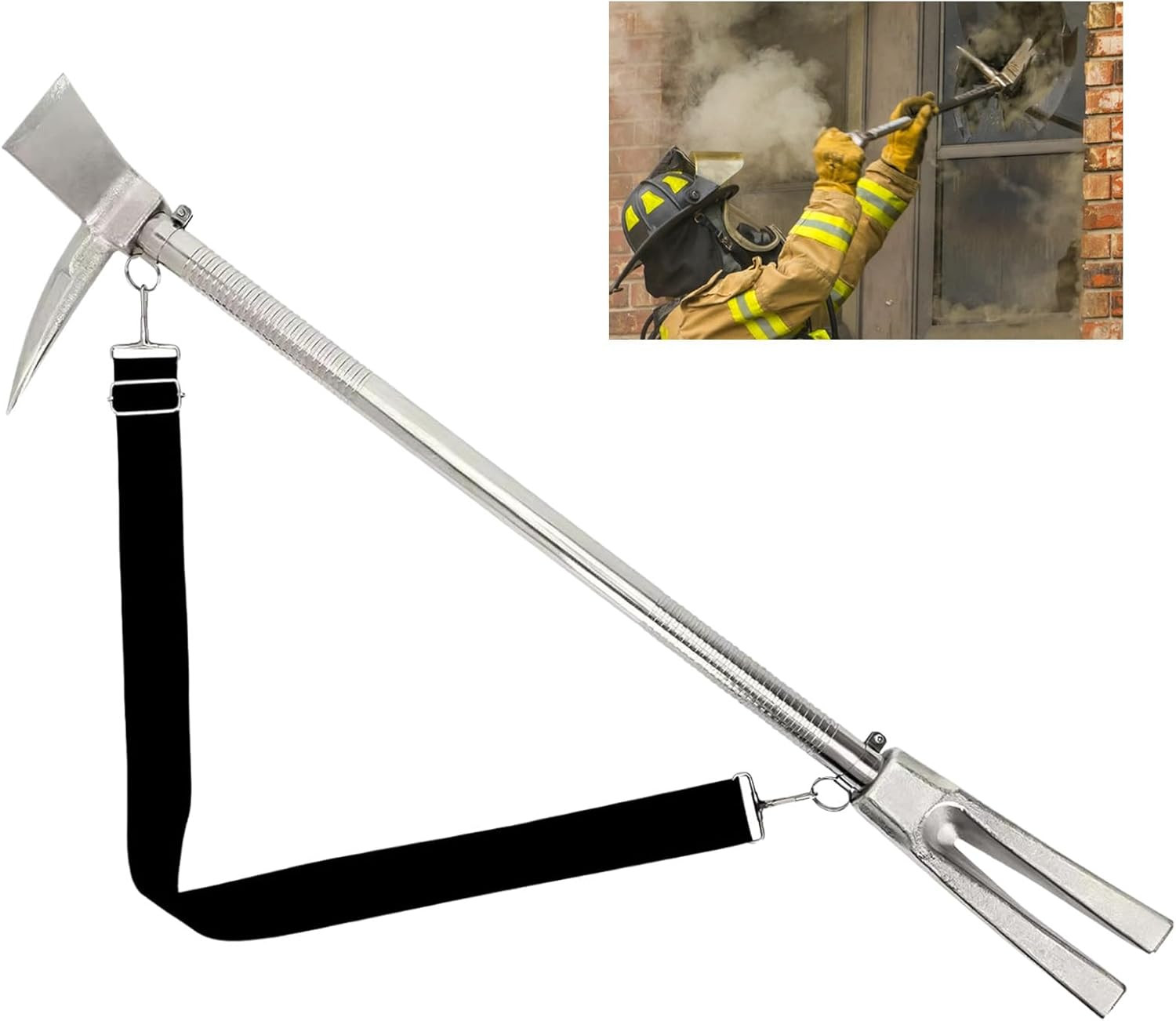 30-Inch Steel Halligan Bar Firefighter Forced Entry Tool, Heavy Duty Emergency R