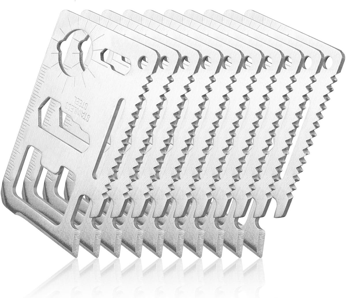 10x 11-in-1 Multi Pocket Can Opener Wallet Knife Survival Camping Tool