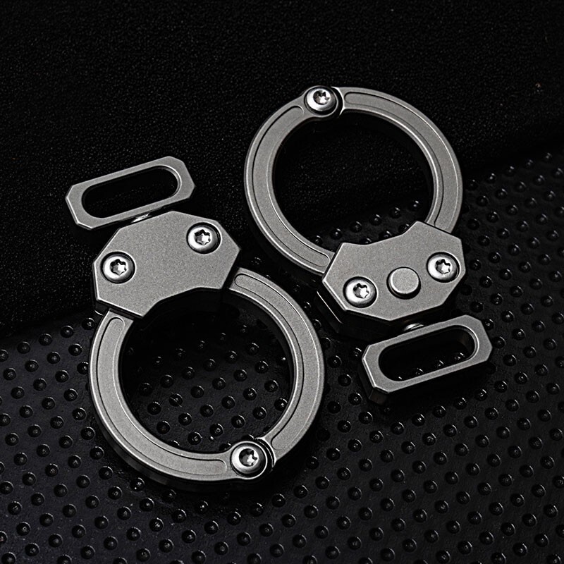 Titanium Alloy + Leather Portable Car Universal Keychain EDC Hanging Buckle Tool