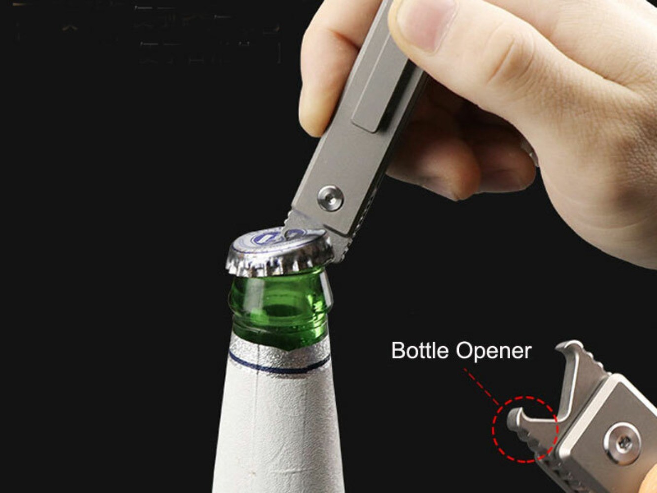 Titanium S35VN Blade Folding Pocket Knife Bottle Opener Outdoor Camping EDC Tool