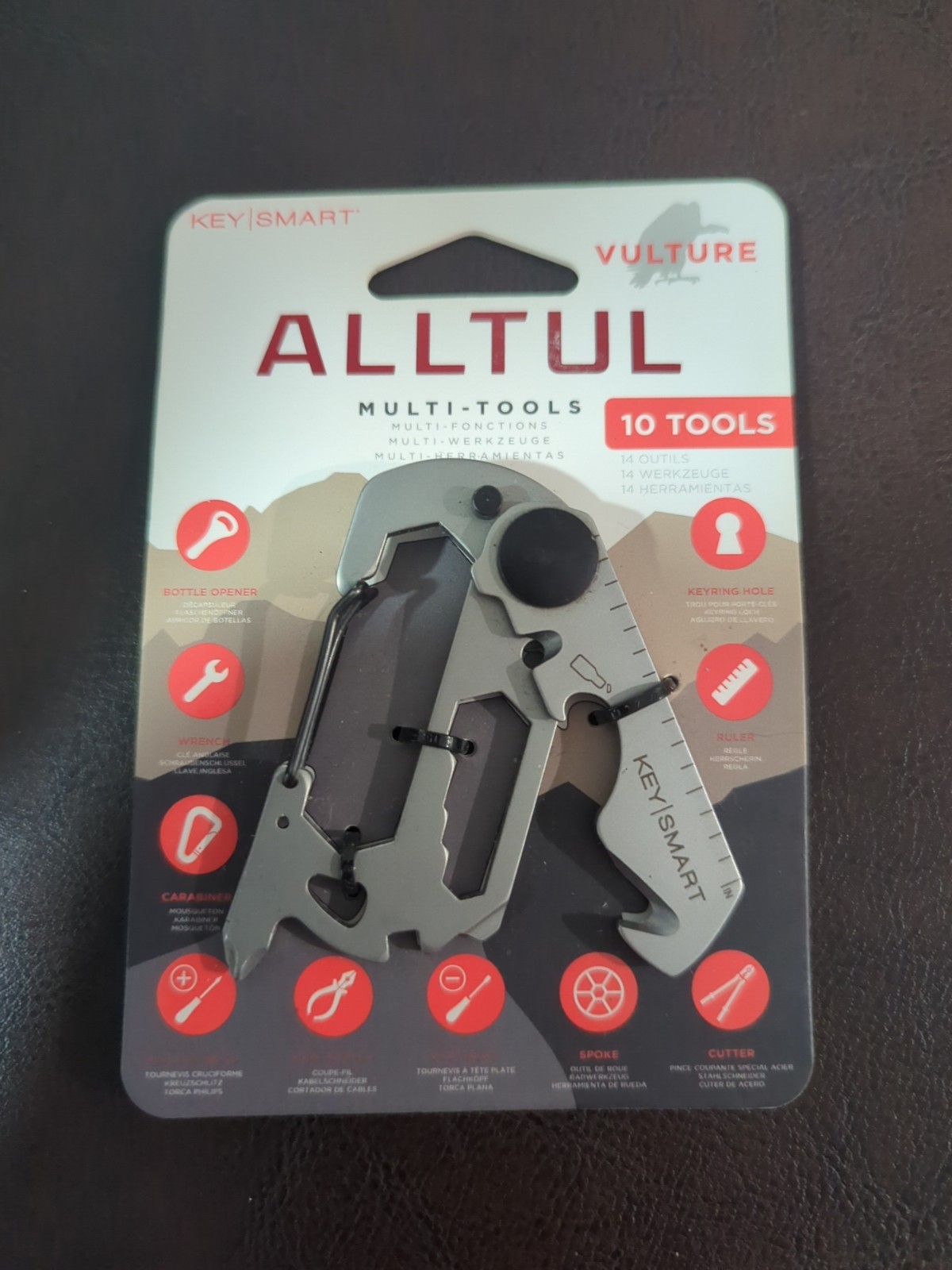 KeySmart AllTul Vulture Stainless Steel multi-tool w/10 tools KS824-SS-VLT