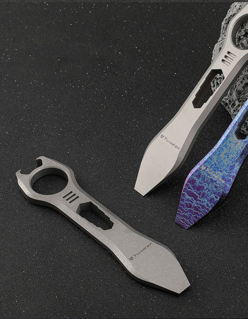 Titanium Pocket Pry Bar Crowbar Outdoor EDC Multi Tools Bottle Opener Wrench