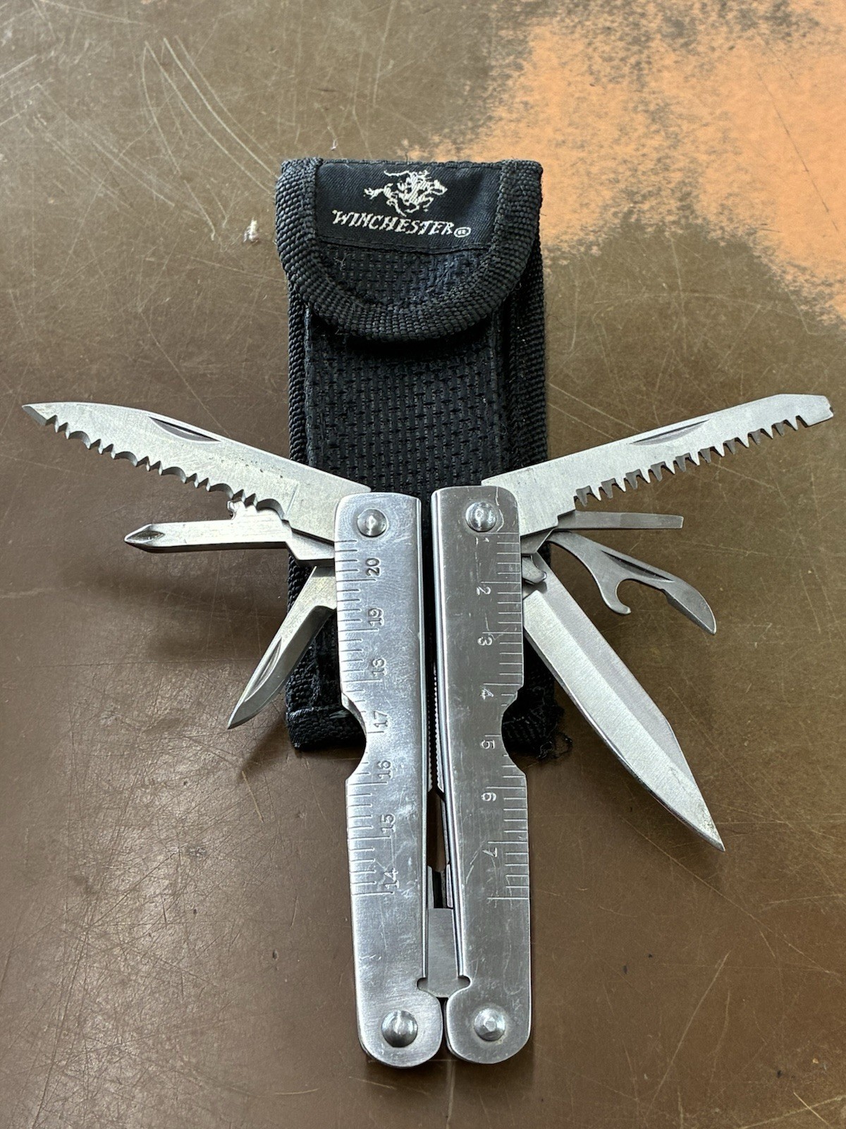 Winchester Stainless Steel 10-Tool Multi-Tool Pliers Serrated Knife Sheath