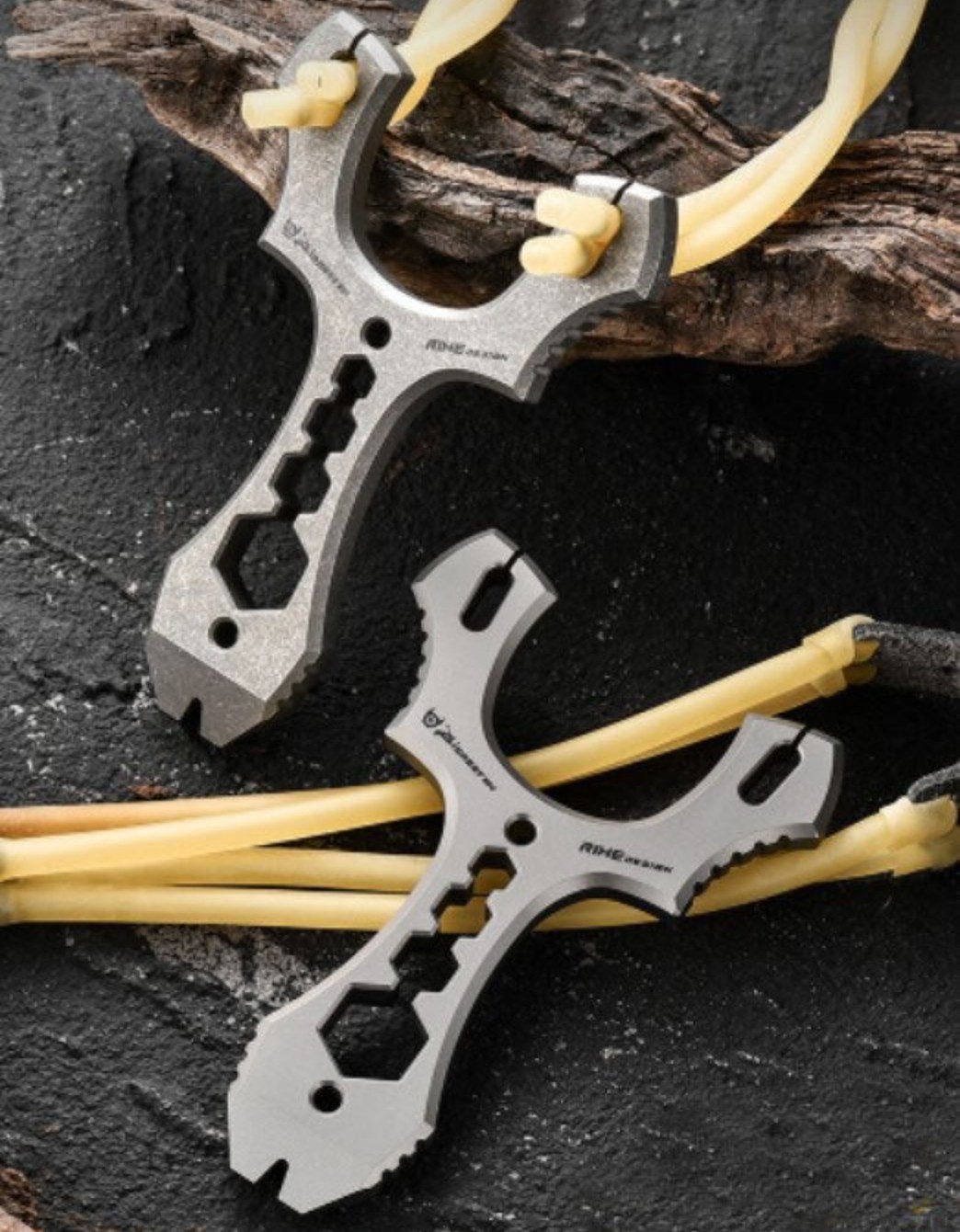 Portable Slingshot Flat Rubber Band Catapult Hunting Slingbow Archery Shoot Tool