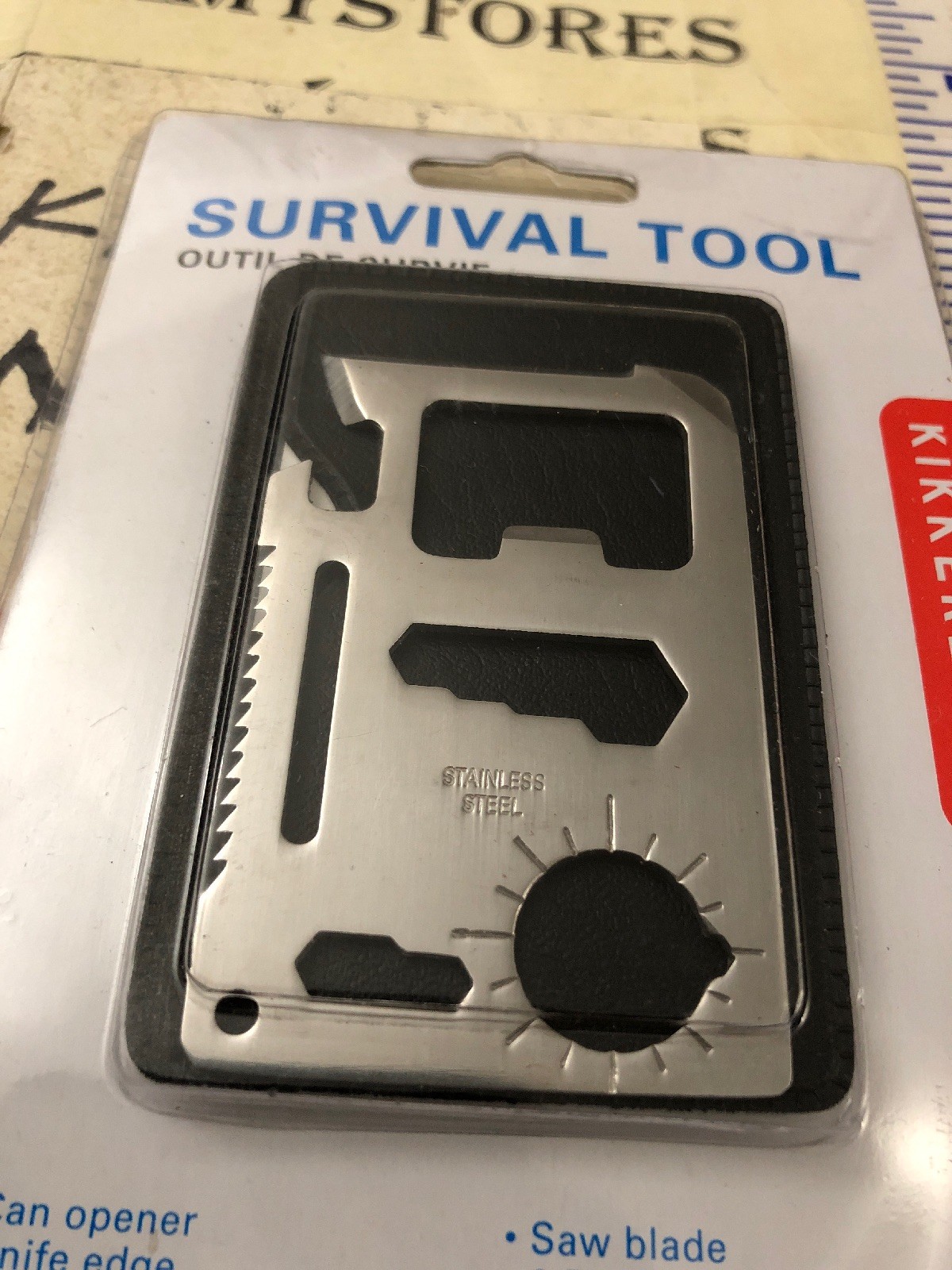 Kikkerland Classic Stainless Steel Survival Tool, Pocket 11 functions + pouch
