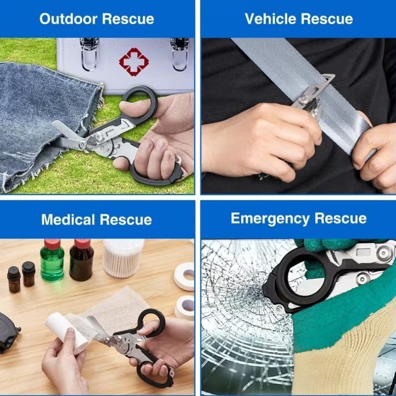 6-in-1 Foldable Trauma Shears – Tactical Raptor Medical Scissors with Holster
