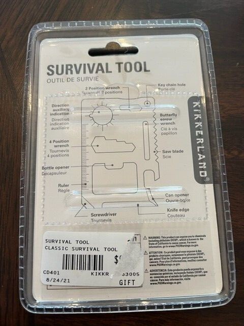 KIKKERLAND: Survival Tool (CD401) Stainless Steel, 11 Multifunction Tool w/Pouch