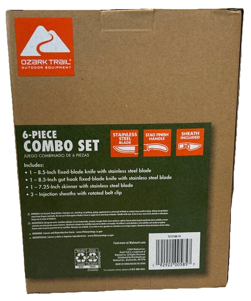 Ozark Trail 6 Piece Knife Combo Set With Sheaths Stainless Steel Outdoor Trail