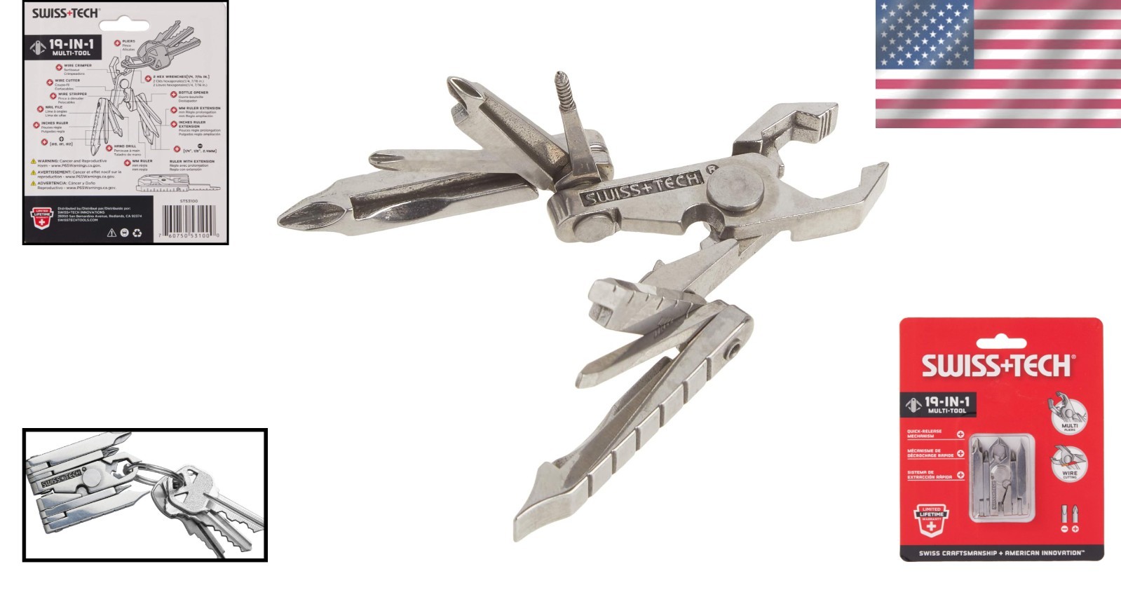 Elegant ST53100 19-in-1 Key Chain Multi Tool – Portable Stainless Steel Solution