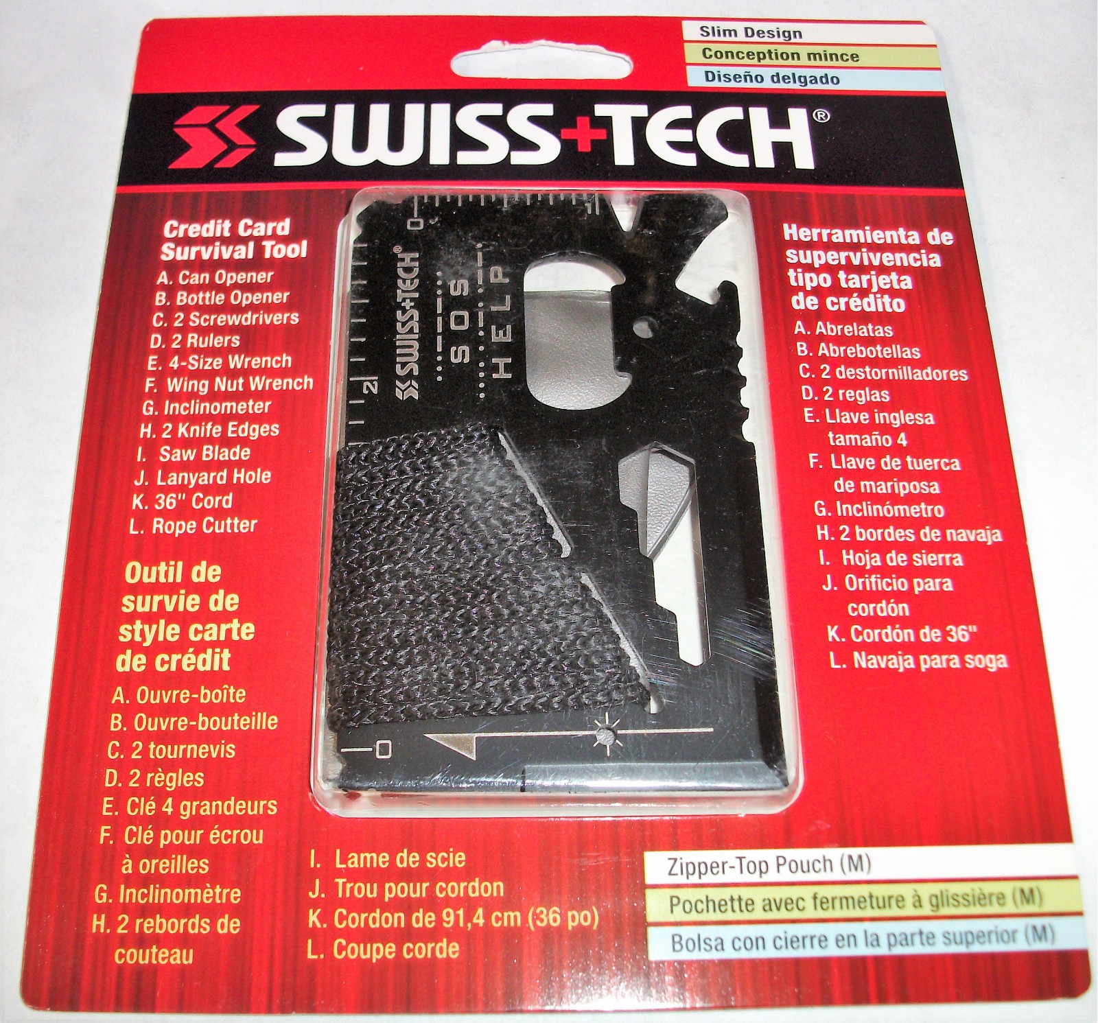 SWISS TECH CREDIT CARD SURVIVAL TOOL WRENCH SCREWDRIVER BOTTLE CAN OPENER KNIFE