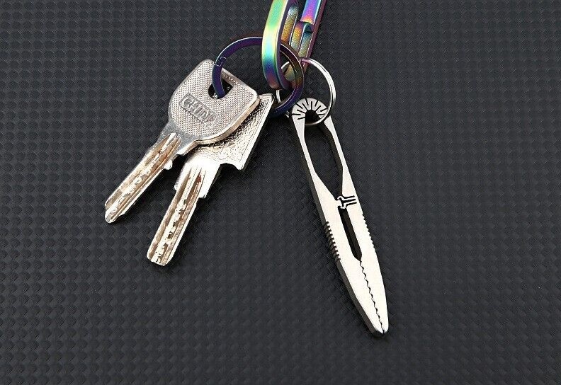 EDC Titanium Snap Tweezers Flat Head Clip Portable Outdoor Keychain Small Tool