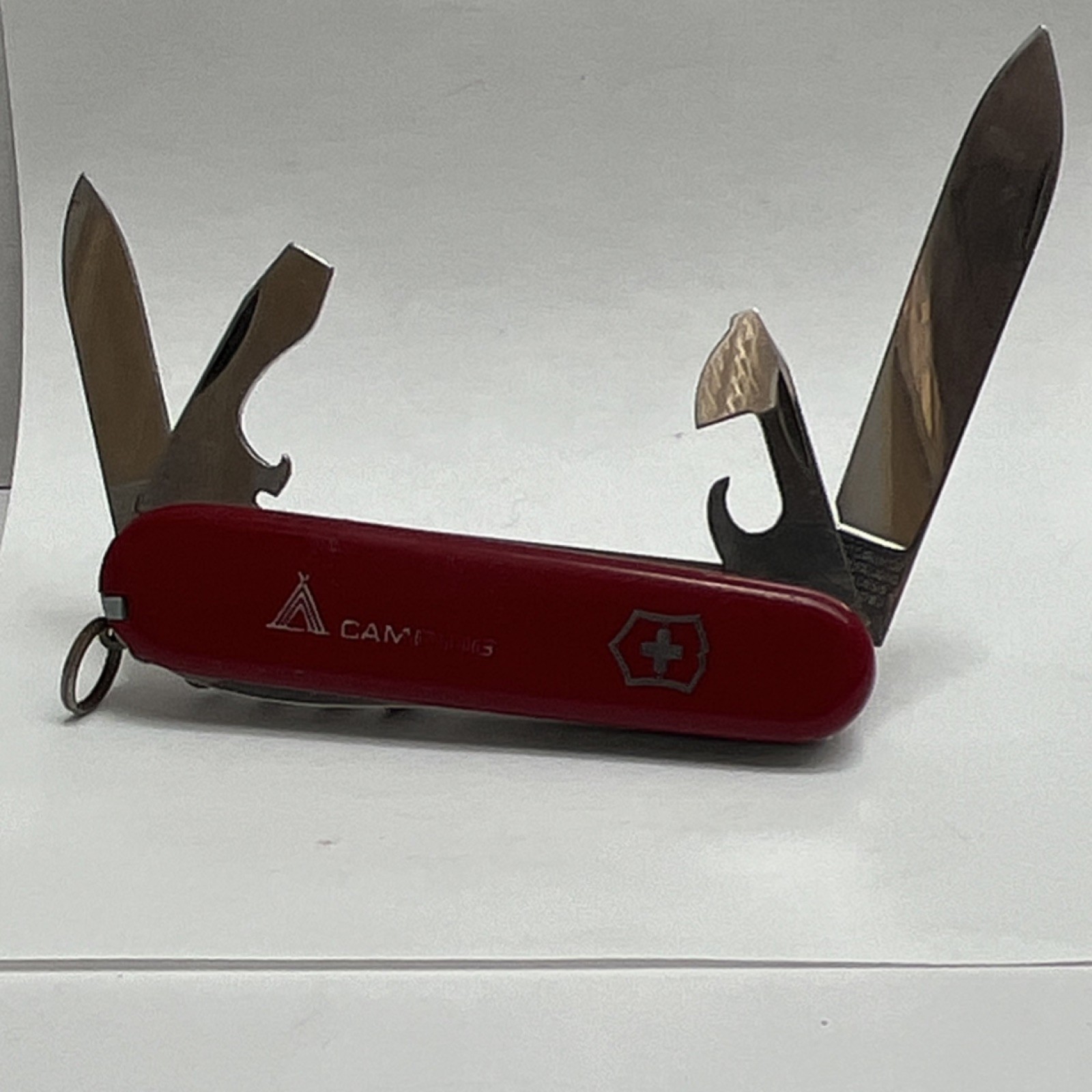 Victorinox Camping Swiss Army Red Multi-Tool 2.5in SS Blade 5 Tools Lanyard
