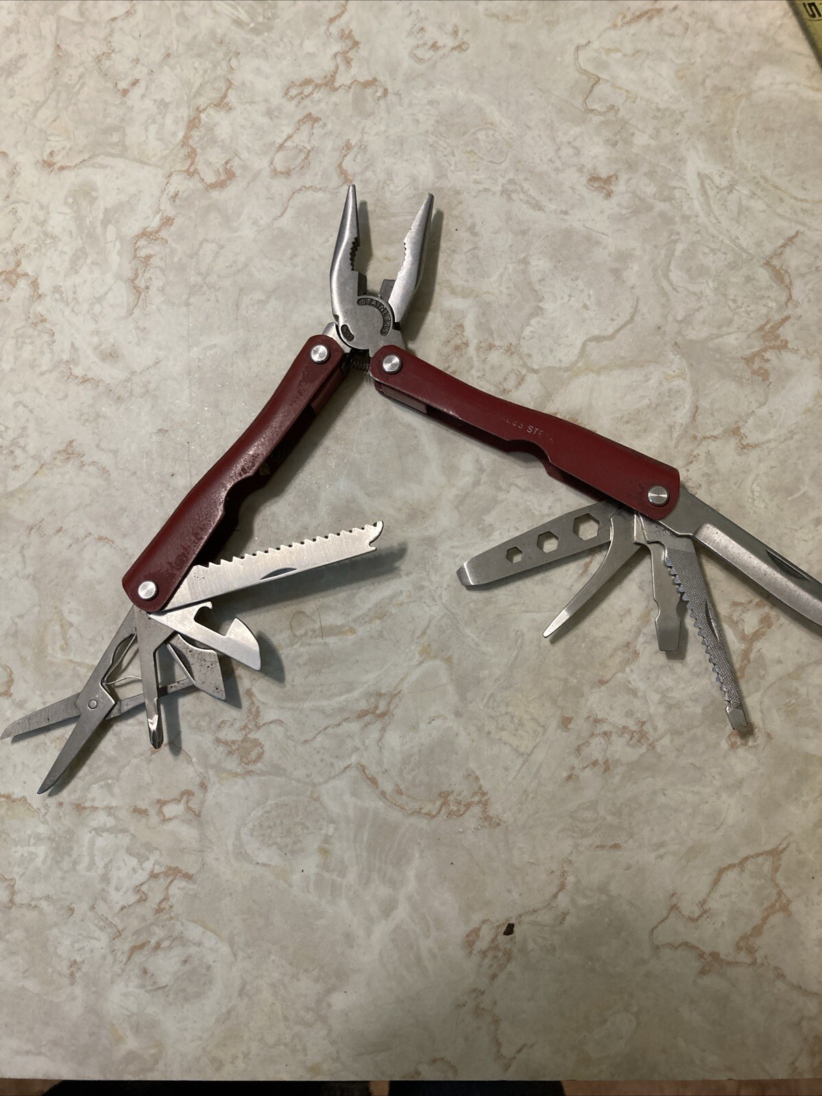Outdoor Survival Stainless Multi Tool Plier 10 In 1 Compact Knife Saw Wrench