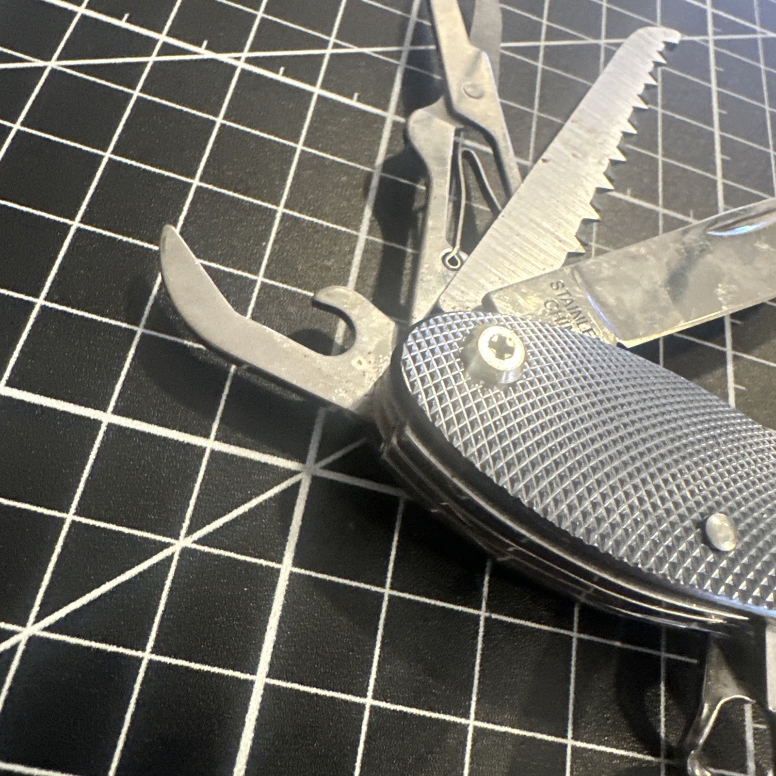 Columbia Multi Tool Gray & Silver 10 in 1 tool, Knife, Screwdriver, Corkscrew