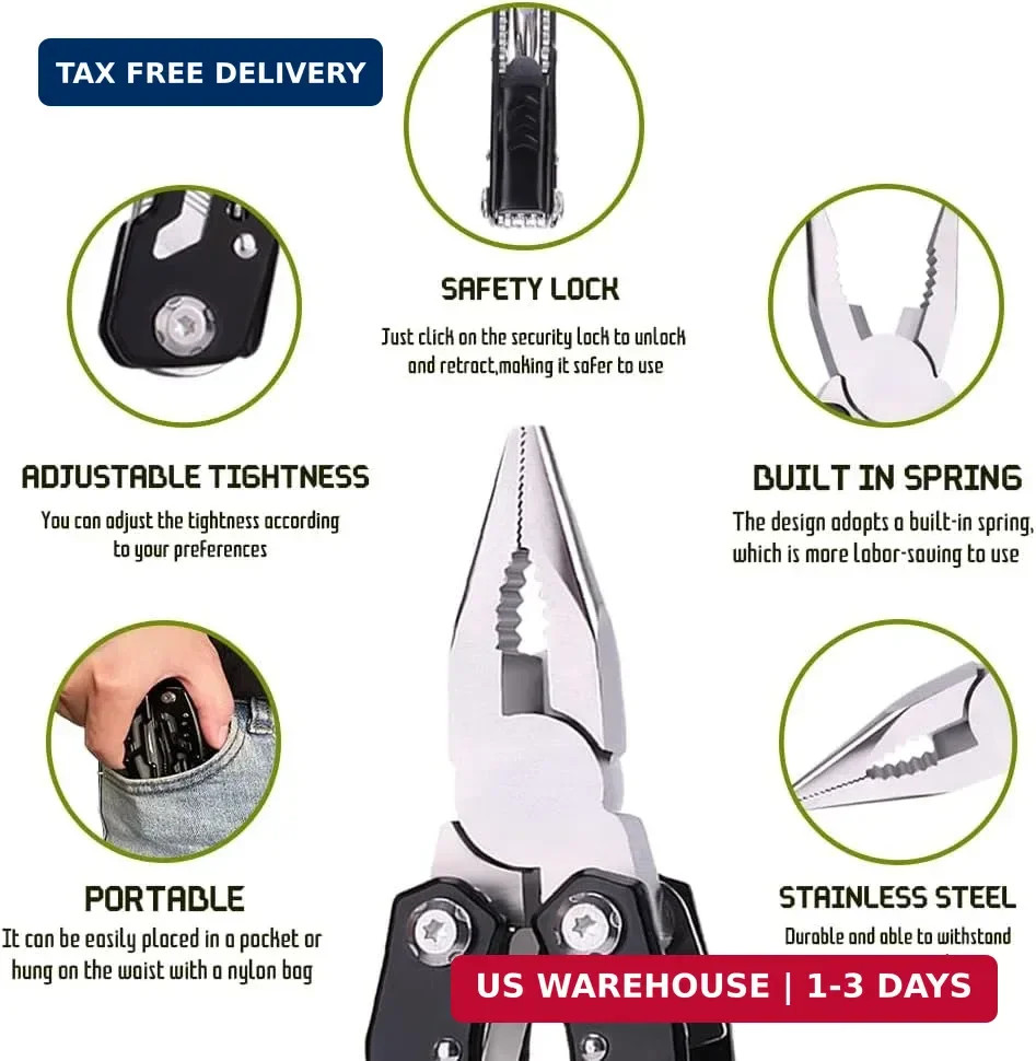 14 in 1 Multitool Pliers Gives One Whistle as a Gift, Professional Pocket Pliers