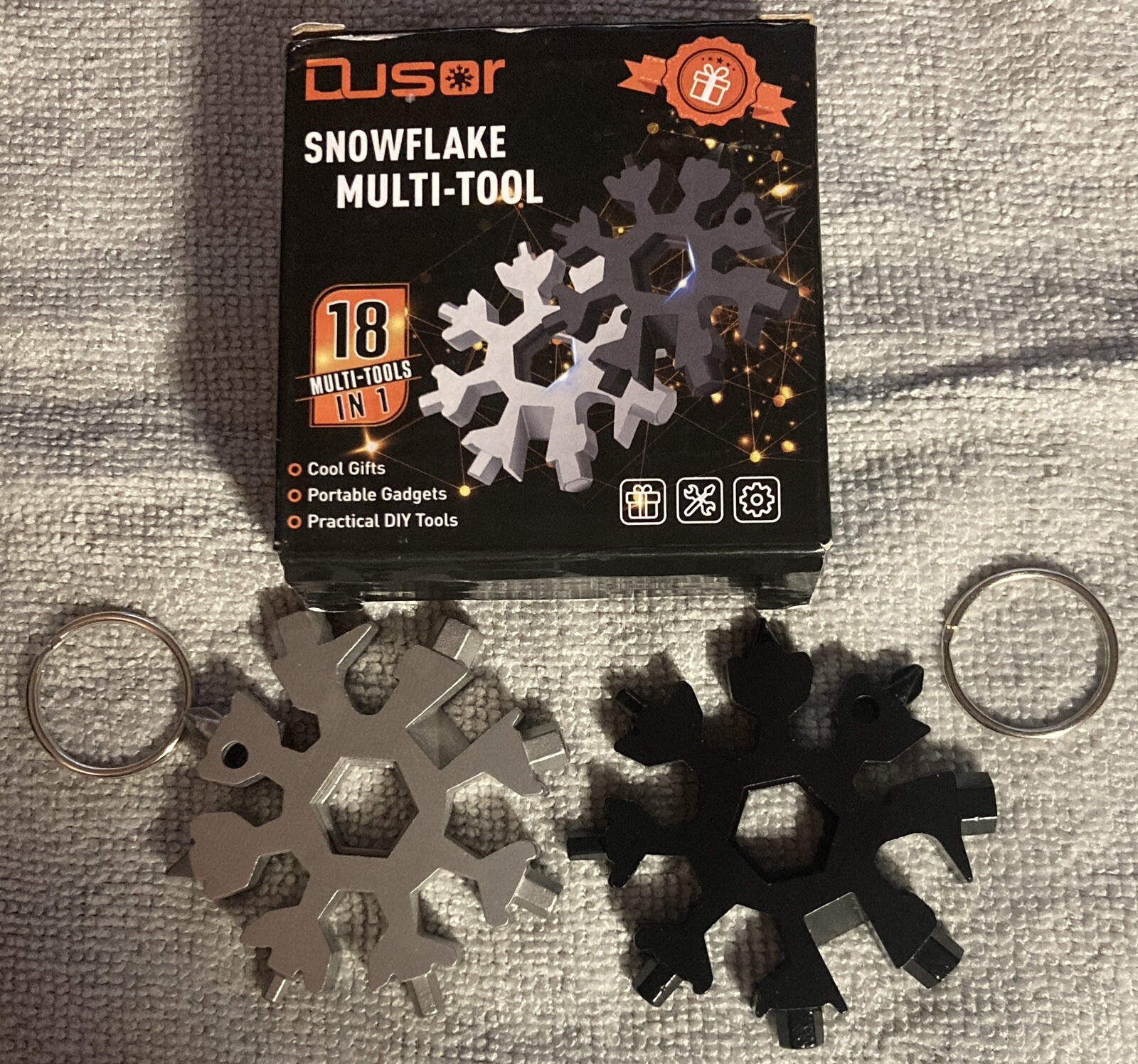 NEW 18-in-1 Snowflake Multi Tool 2pk, Black & Silver